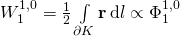 W_1^{1,0} = \frac 12 \int\limits_{\partial K} \textbf r \, \mathrm d l\propto \Phi_1^{1,0}