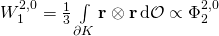 W_1^{2,0} = \frac 13 \int\limits_{\partial K} \textbf r \otimes \textbf r \, \mathrm d \mathcal O\propto \Phi_2^{2,0}