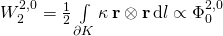 W_2^{2,0} = \frac 12 \int\limits_{\partial K} \kappa \, \textbf r \otimes \textbf r \, \mathrm d l\propto \Phi_0^{2,0}