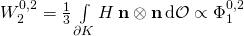 W_2^{0,2} = \frac 13 \int\limits_{\partial K} H \, \textbf n \otimes \textbf n \, \mathrm d \mathcal O\propto \Phi_1^{0,2}