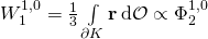 W_1^{1,0} = \frac 13 \int\limits_{\partial K} \textbf r \, \mathrm d \mathcal O\propto \Phi_2^{1,0}