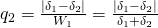 q_2=\frac{|\delta_1 - \delta_2|}{W_1}=\frac{|\delta_1 - \delta_2|}{\delta_1 + \delta_2}