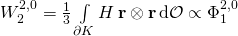 W_2^{2,0} = \frac 13 \int\limits_{\partial K} H \, \textbf r \otimes \textbf r \, \mathrm d \mathcal O\propto \Phi_1^{2,0}