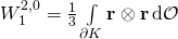 W_1^{2,0} = \frac 13 \int\limits_{\partial K} \textbf r \otimes \textbf r \, \mathrm d \mathcal O