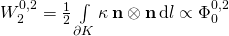 W_2^{0,2} = \frac 12 \int\limits_{\partial K} \kappa \, \textbf n \otimes \textbf n \, \mathrm d l\propto \Phi_0^{0,2}