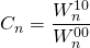 \begin{equation*} C_n = \frac{W_n^{10} }{ W_n^{00} } \end{equation*}