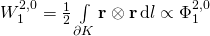 W_1^{2,0} = \frac 12 \int\limits_{\partial K} \textbf r \otimes \textbf r \, \mathrm d l\propto \Phi_1^{2,0}