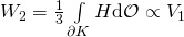 W_2 = \frac 13 \int\limits_{\partial K} H \mathrm d \mathcal O \propto V_1